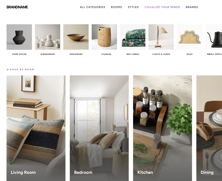 Home Furnishings - e-commerce concept, shop-by-room browsing